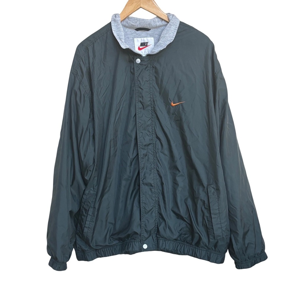 Vintage Nike 90s Windbreaker Jacket Mens XXL Green Full Zip Embroidered Swoosh
